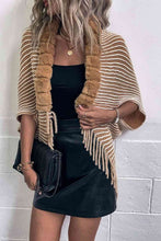 Load image into Gallery viewer, Striped Open Front Fringe Poncho
