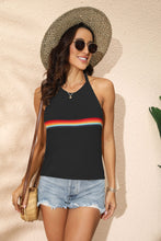 Load image into Gallery viewer, Rainbow Stripe Halter Neck Knit Tank
