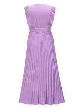 Load image into Gallery viewer, Tied Surplice Cap Sleeve Pleated Dress
