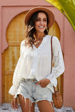Load image into Gallery viewer, Eyelet Button Front Notched Neck Blouse
