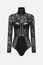 Load image into Gallery viewer, Lace High Neck Long Sleeve Bodysuit
