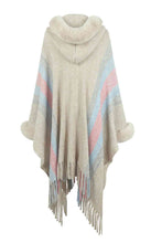 Load image into Gallery viewer, Color Block Fringe Detail Poncho
