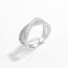 Load image into Gallery viewer, X Shape Inlaid Zircon 925 Sterling Silver Ring
