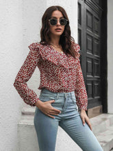 Load image into Gallery viewer, Printed Statement Collar Long Sleeve Blouse
