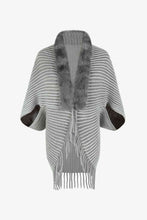 Load image into Gallery viewer, Striped Open Front Fringe Poncho
