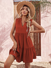 Load image into Gallery viewer, Sleeveless Notched Neck Tiered Dress
