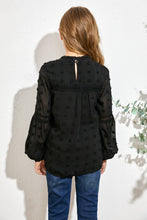 Load image into Gallery viewer, Girls Swiss Dot Spliced Lace Notched Blouse
