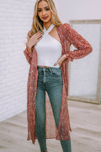 Load image into Gallery viewer, Leopard Tie Waist Flounce Sleeve Cover Up
