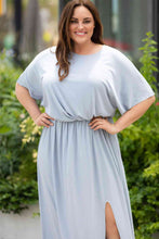 Load image into Gallery viewer, Plus Size Round Neck Split Flutter Sleeve Maxi Dress
