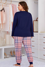 Load image into Gallery viewer, Plus Size Heart Graphic Top and Plaid Joggers Lounge Set
