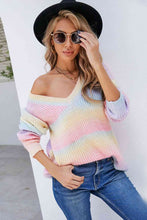 Load image into Gallery viewer, Multicolored V-Neck Rib-Knit Sweater
