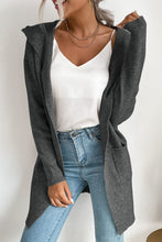 Load image into Gallery viewer, Ribbed Open Front Hooded Cardigan with Pockets

