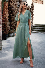 Load image into Gallery viewer, Floral Print V-Neck Smocked Waist High Slit Maxi Dress
