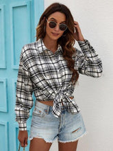 Load image into Gallery viewer, Plaid Collared Neck Button Down Shirt
