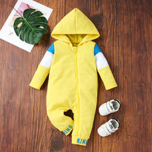 Load image into Gallery viewer, Tricolor Zip-Up Hooded Jumpsuit
