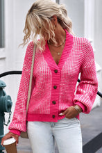 Load image into Gallery viewer, Waffle-Knit Drop Shoulder Button-Down Cardigan
