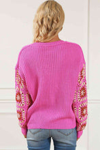 Load image into Gallery viewer, Exposed Seam V-Neck Drop Shoulder Sweater
