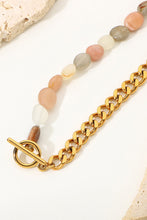 Load image into Gallery viewer, Stainless Steel Half Bead Half Chain Necklace
