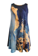 Load image into Gallery viewer, Abstract Print Round Neck Sleeveless Dress with Pockets
