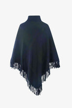 Load image into Gallery viewer, Plaid Turtleneck Fringe Hem Poncho
