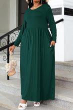 Load image into Gallery viewer, Plus Size Round Neck Long Sleeve Maxi Dress with Pockets
