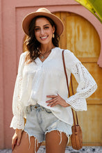 Load image into Gallery viewer, Eyelet Button Front Notched Neck Blouse
