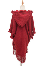 Load image into Gallery viewer, Fringe Hem Hooded Poncho
