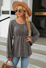 Load image into Gallery viewer, Round Neck Flounce Sleeve Blouse

