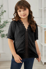 Load image into Gallery viewer, Girls Swiss Dot Spliced Lace Blouse
