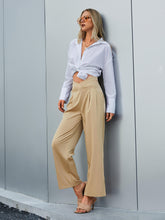 Load image into Gallery viewer, Cutout V-Waist Pleated Wide Leg Pants
