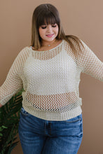 Load image into Gallery viewer, GeeGee Gracefully Golden Full Size Run Openwork Sweater
