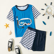 Load image into Gallery viewer, Graphic Striped Short Sleeve Top and Shorts Set
