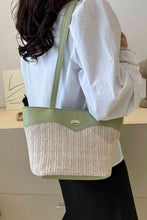 Load image into Gallery viewer, Two-Tone Straw PU Tote Bag
