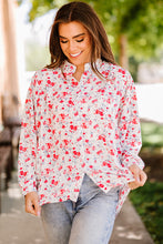 Load image into Gallery viewer, Floral Band Collar High-Low Blouse
