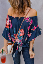 Load image into Gallery viewer, Printed Off-Shoulder Flounce Sleeve Top
