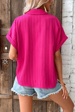 Load image into Gallery viewer, Textured Button-Up Cuffed Dolman Sleeve Shirt
