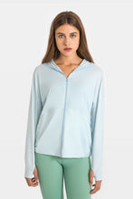 Load image into Gallery viewer, Zip Up Dropped Shoulder Hooded Sports Jacket
