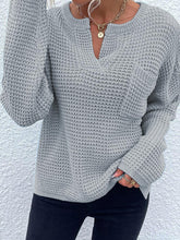 Load image into Gallery viewer, Notched Long Sleeve Sweater
