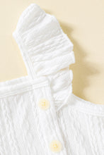 Load image into Gallery viewer, Baby Girl Decorative Button Ruffle Shoulder Textured Dress
