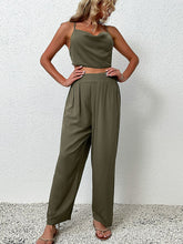 Load image into Gallery viewer, Crisscross Back Cropped Top and Pants Set
