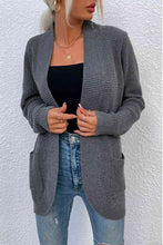 Load image into Gallery viewer, Open Front Rib-Knit Cardigan with Pockets
