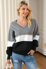 Load image into Gallery viewer, Striped V-Neck Long Sleeve Sweater
