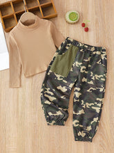 Load image into Gallery viewer, Girls Mock Neck Sweater and Camouflage Pants Set
