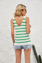 Load image into Gallery viewer, Striped V-Neck Sleeveless Knit Top
