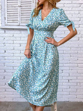 Load image into Gallery viewer, Floral Tied Puff Sleeve V-Neck Dress
