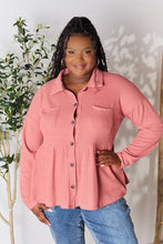 Load image into Gallery viewer, Heimish Full Size Waffle-Knit Button Down Blouse

