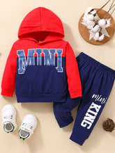 Load image into Gallery viewer, Baby Color Block Graphic Hoodie and Joggers Set
