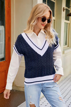 Load image into Gallery viewer, Contrast V-Neck Cap Sleeve Sweater Vest
