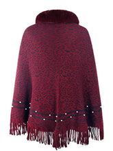 Load image into Gallery viewer, Leopard Fringe Hem Poncho
