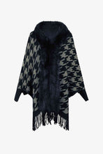 Load image into Gallery viewer, Houndstooth Fringe Hem Poncho
